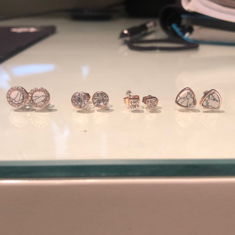 set of four geometric earrings